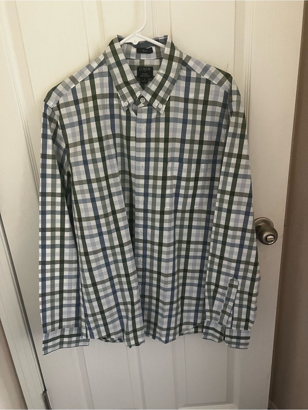 J. Crew Green, Blue & White Plaid Button-Down Shirt